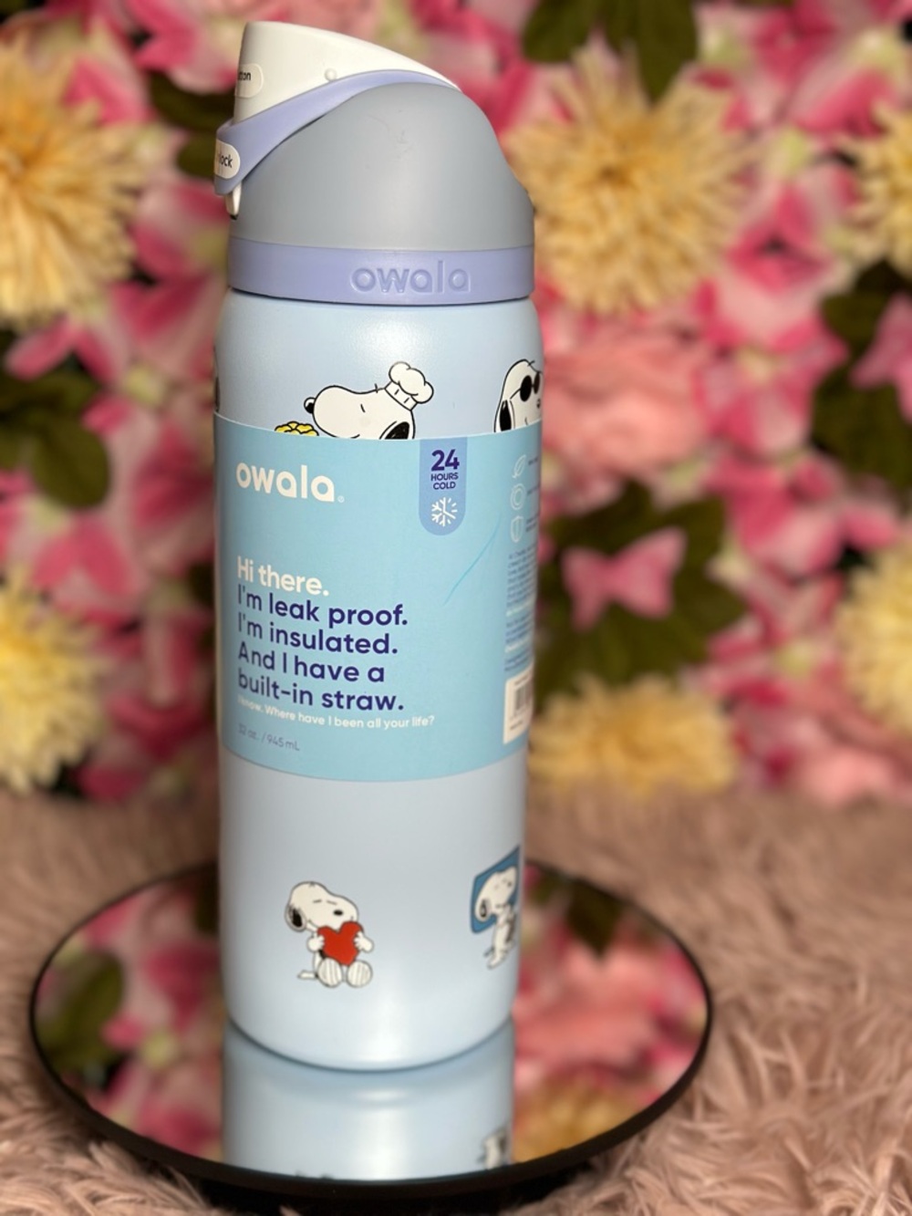 Kids Insulated Water Bottle with Built-In Straw - Light Blue